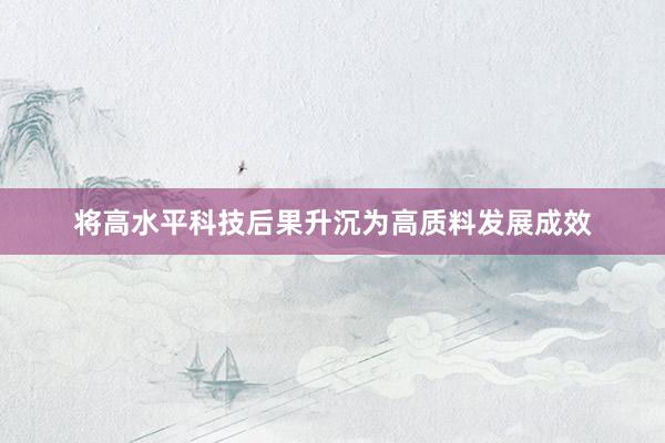 将高水平科技后果升沉为高质料发展成效