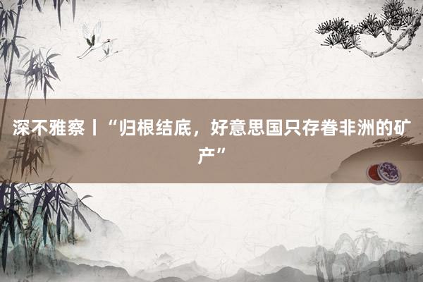 深不雅察丨“归根结底，好意思国只存眷非洲的矿产”